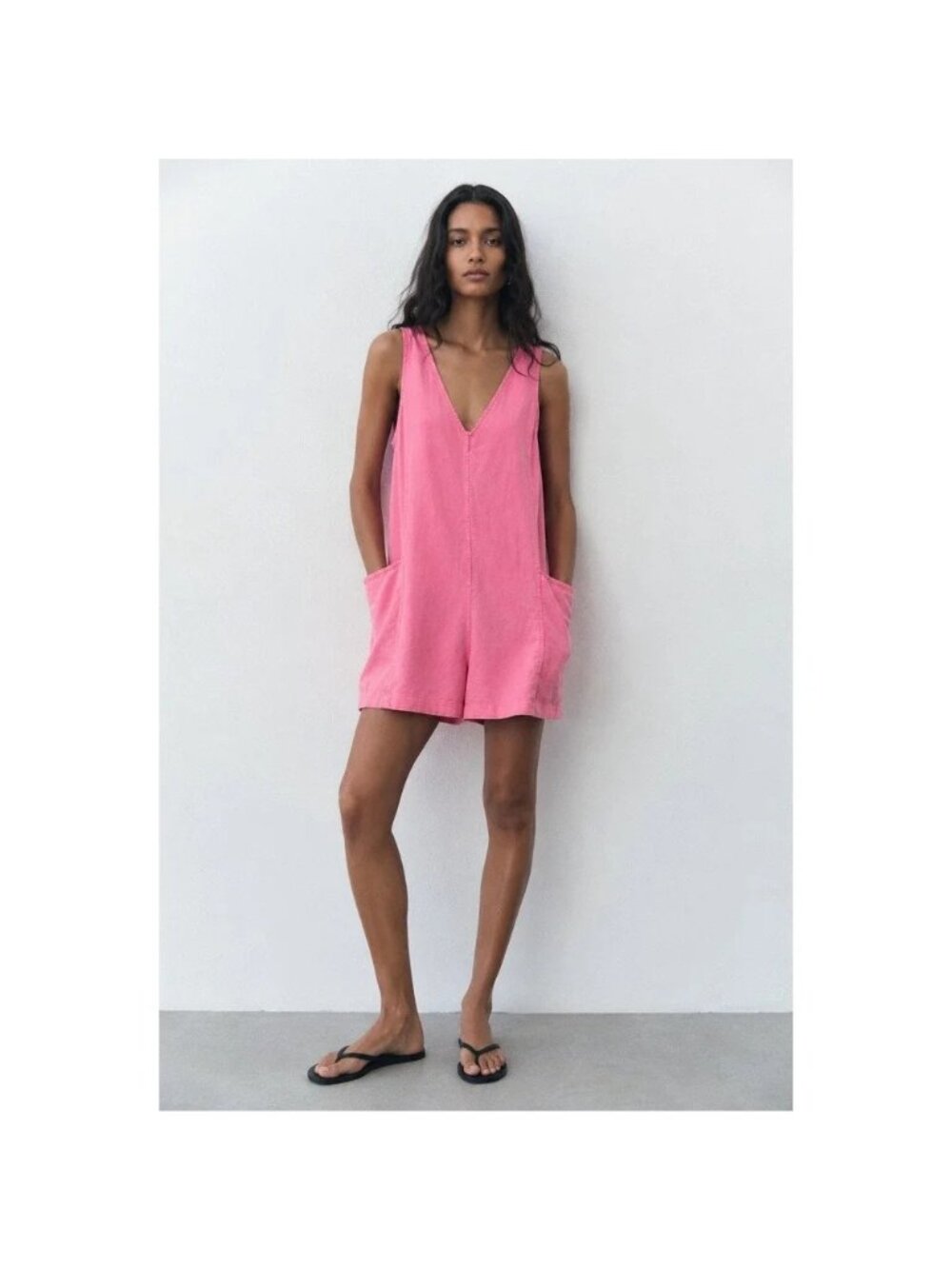 Athleta Retreat Linen Romper SMALL TALL ST Raphanus Pink 100% Linen shorts